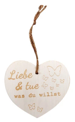 Kleines Vintage-Herz Aus Holz "Liebe Und Tue Was Du Willst" 24003