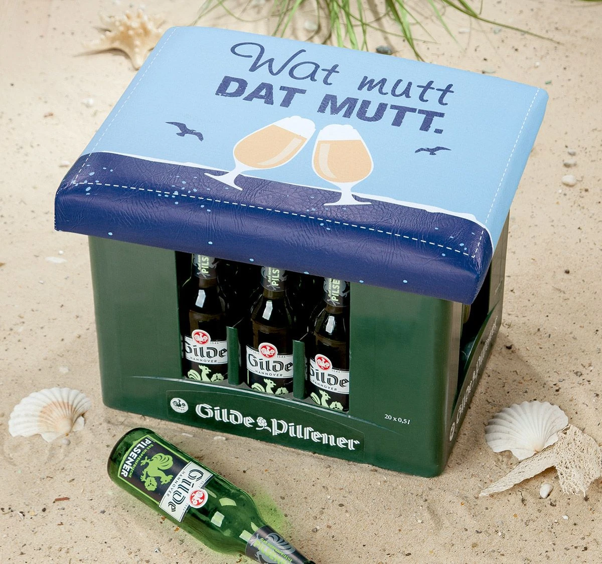 Gilde 42980 Bierkasten Sitzkissen "Wat Mutt" 44x34cm Sitzpolster Blau 3 Gilde 42980 Bierkasten Sitzkissen "Wat Mutt" 44x34cm Sitzpolster Blau