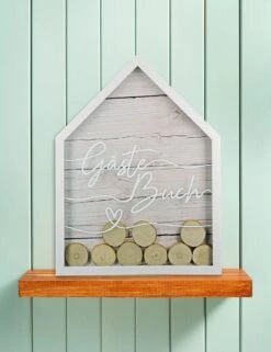 Gilde 44069 Gästebuch Haus Naturfarben Mit 55 Holzscheiben Zum Beschriften -Spielzeug Verkauf 44069 7 8