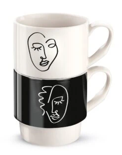 Gilde 44151 Stapeltasse 2teilig "Visione" Schwarz / Weiß Porzellan Geschenkset -Spielzeug Verkauf 44151 1 9