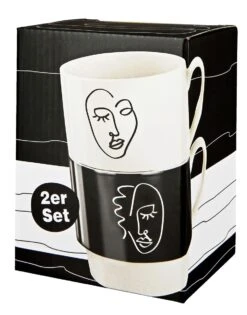Gilde 44151 Stapeltasse 2teilig "Visione" Schwarz / Weiß Porzellan Geschenkset -Spielzeug Verkauf 44151 2 9