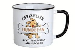 Gilde 46926 Keramik Tasse "Offizieller HUNDEFAN" Emaille-Design Ca. 390ml