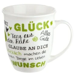 Gilde 49630 Jumbo-Tasse "GLÜCK" Mit Guten Wünschen Ca 400ml Porzellan