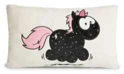 Nici 41428 Kissen Schwarzes Einhorn Carbon Flash Rechteckig 43x25cm Plüsch -Spielzeug Verkauf 57hFP5PNF43xtr6