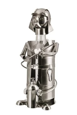 Gilde 65087 Flaschenhalter Feuerwehr Mann Vernickelt 39cm Für 0,5L Bier/Wein-Flaschen