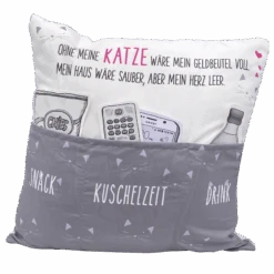 Hergo Sofahelden Kissen Mit Taschen 43x43cm - Katzenkissen 8768