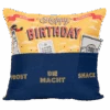 Hergo Sofahelden Kissen M. Taschen 43x43cm - Happy Birthday Retro Gelb/blau 8793 -Spielzeug Verkauf 8793