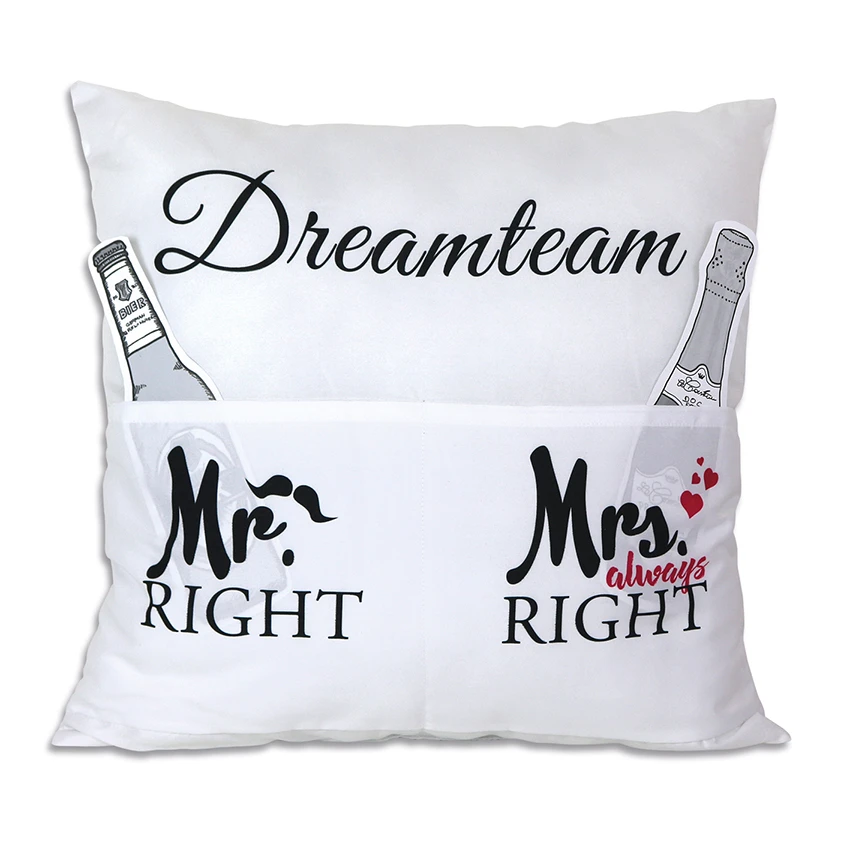 Hergo Sofahelden Kissen Mit Taschen 43x43cm - Dreamteam / Mr. & Mrs. Right 8811 3 Hergo Sofahelden Kissen Mit Taschen 43x43cm - Dreamteam / Mr. & Mrs. Right 8811