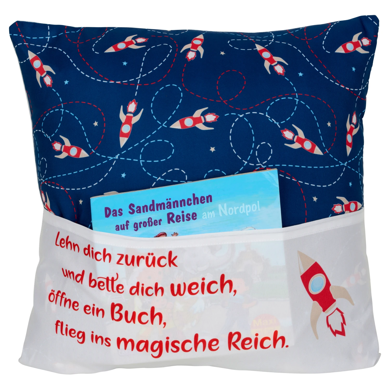 Hergo Sofahelden Kissen Mit Taschen 43x43cm - Lesekissen Kids - Rakete 9034 3 Hergo Sofahelden Kissen Mit Taschen 43x43cm - Lesekissen Kids - Rakete 9034